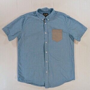 Retrofit Men’s Size Medium Blue Button Up Short Sleeve 100% Cotton